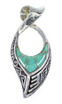 Turquoise Inlay Authentic Sterling Silver Reversible Water Waves Pendant VX55365
